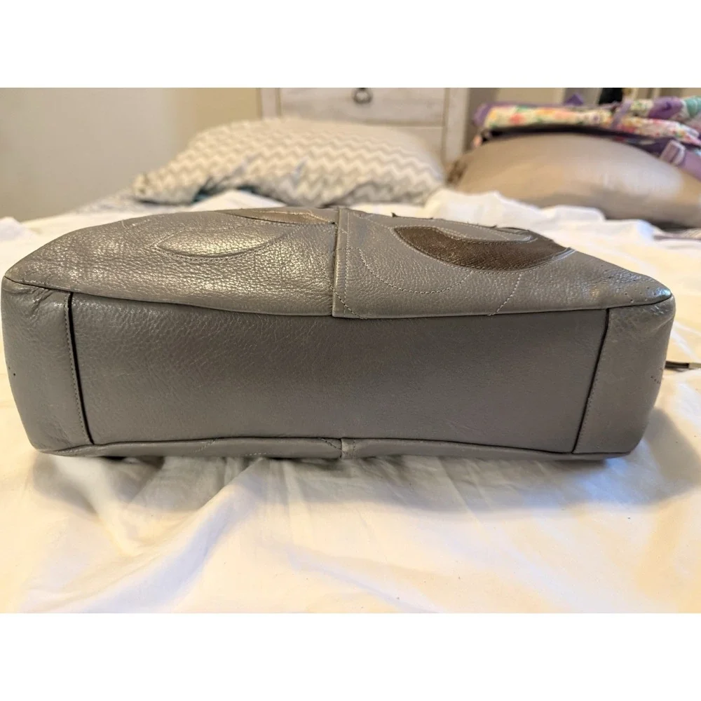 Coach Chelsea Inlaid Leather Charlie Gray Grey Tote Zip Large Patchwork
